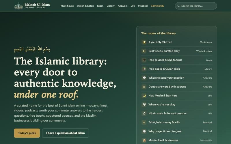 The Islamic Library homepage: every door to authentic knowledge under one roof